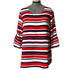 Yest striped tunic blouse with flounce sleeves 12